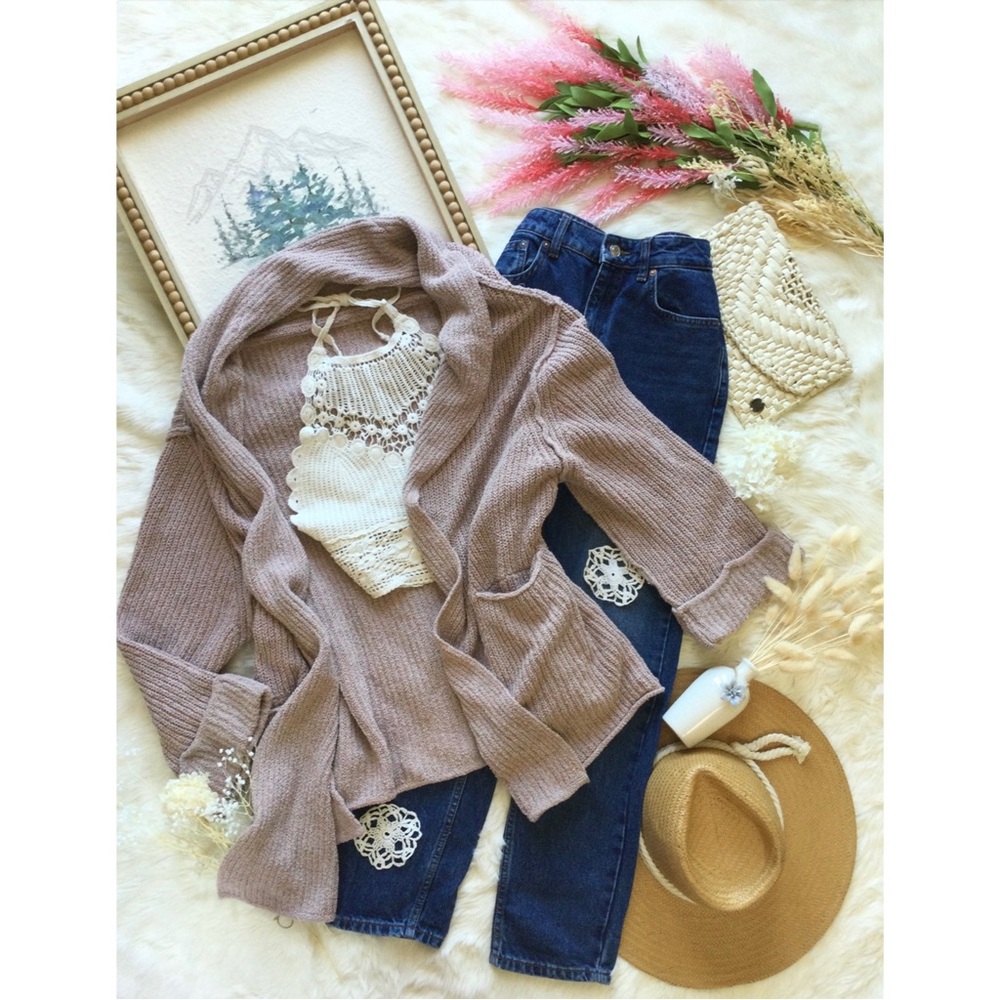 XS/S Free People Low Tide Dusky Rose Oversized Knit Cardigan Western Boho